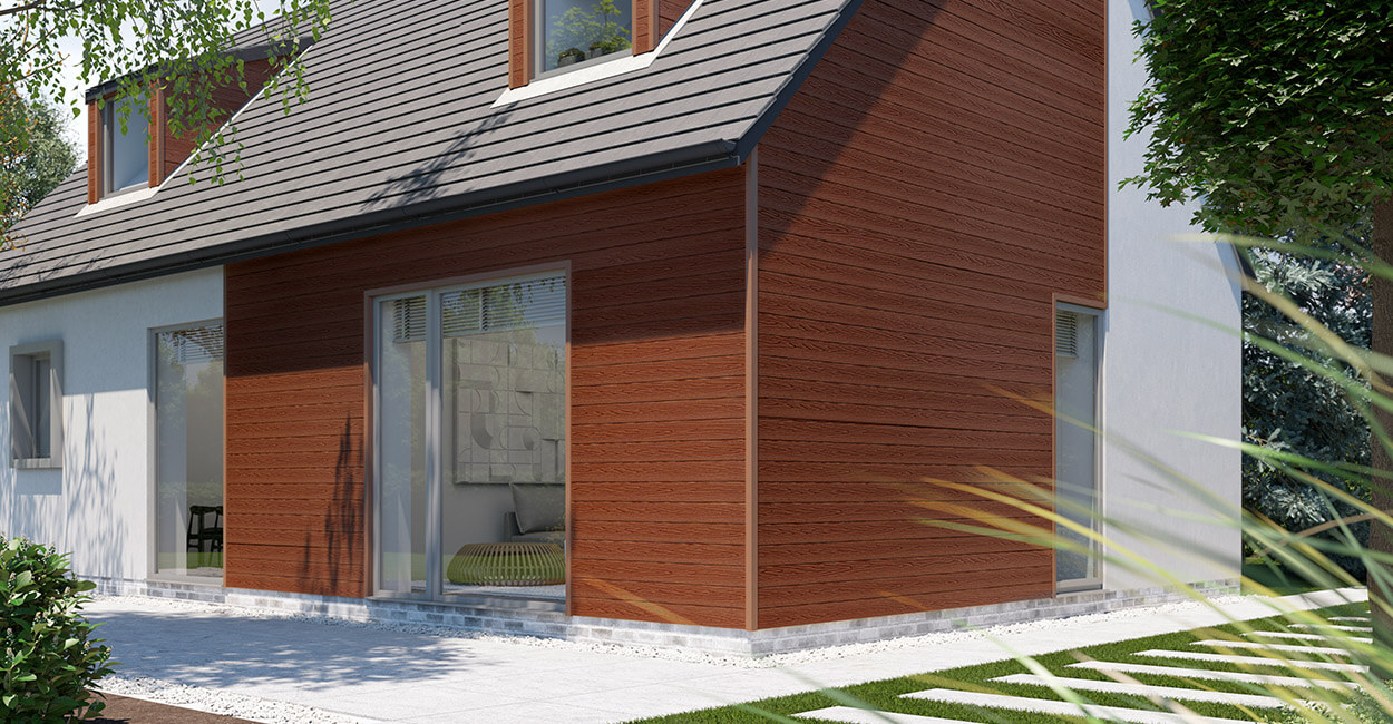 Redwood Composite Woodgrain Effect Wall Cladding gives this home a touch of colour