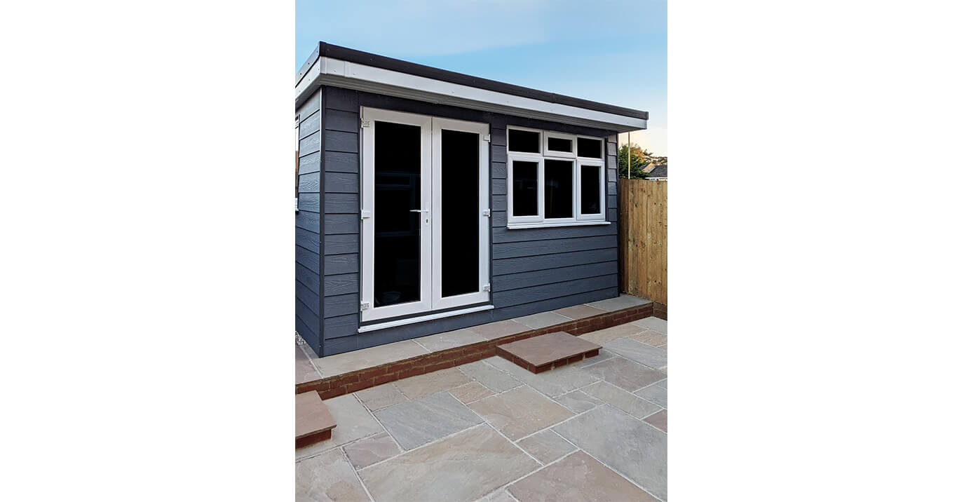 This stylish garden room has been finished using Fibre Cement Wall Cladding Boards