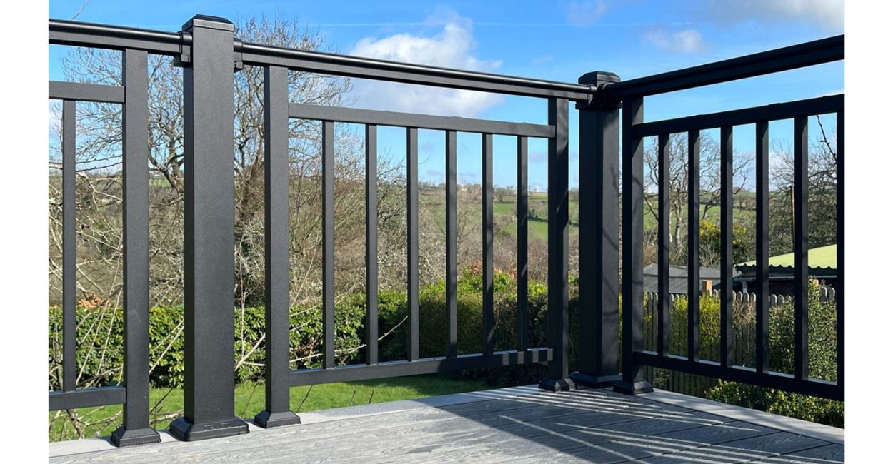 The perfect beauty spot with Stone Grey Cladco Composite Decking Boards and the Balustrade System installation.