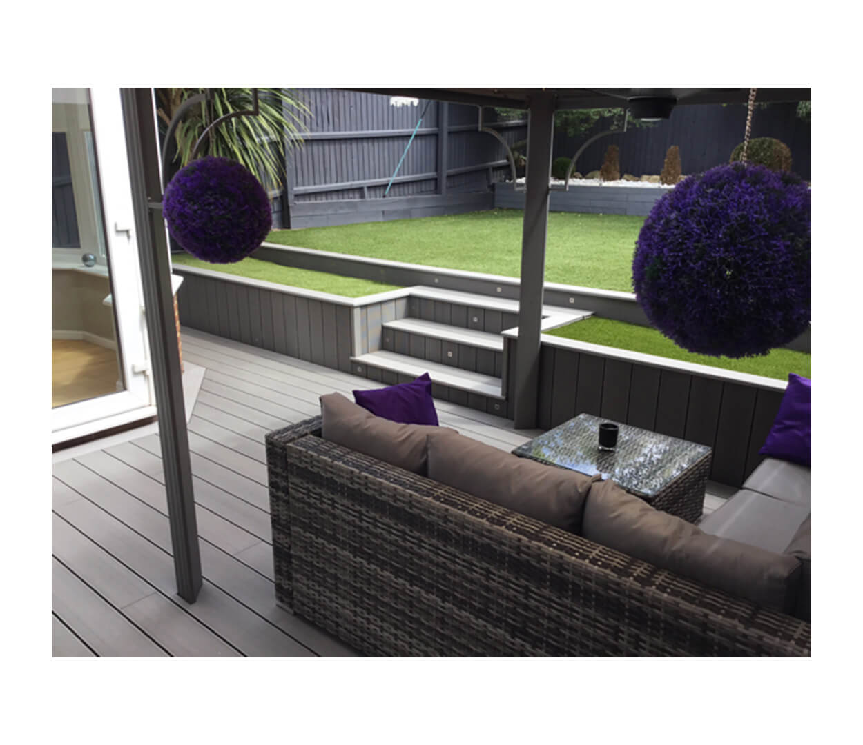 Cladco Stone Grey Decking Boards with a Light Grey Bullnose Edge