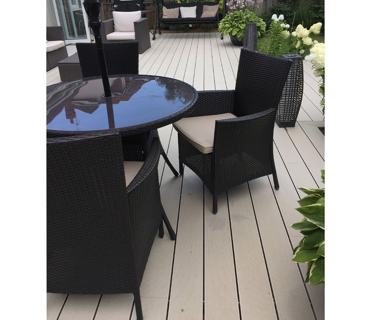 Cladco Ivory Decking Boards on patio renovation.