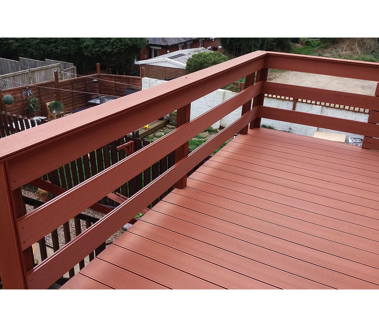 Balcony with steps in Redwood Colour