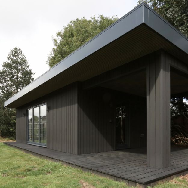 Garden art studio featuring Cladco Composite Decking and Cladding | Isle Architects Case Study