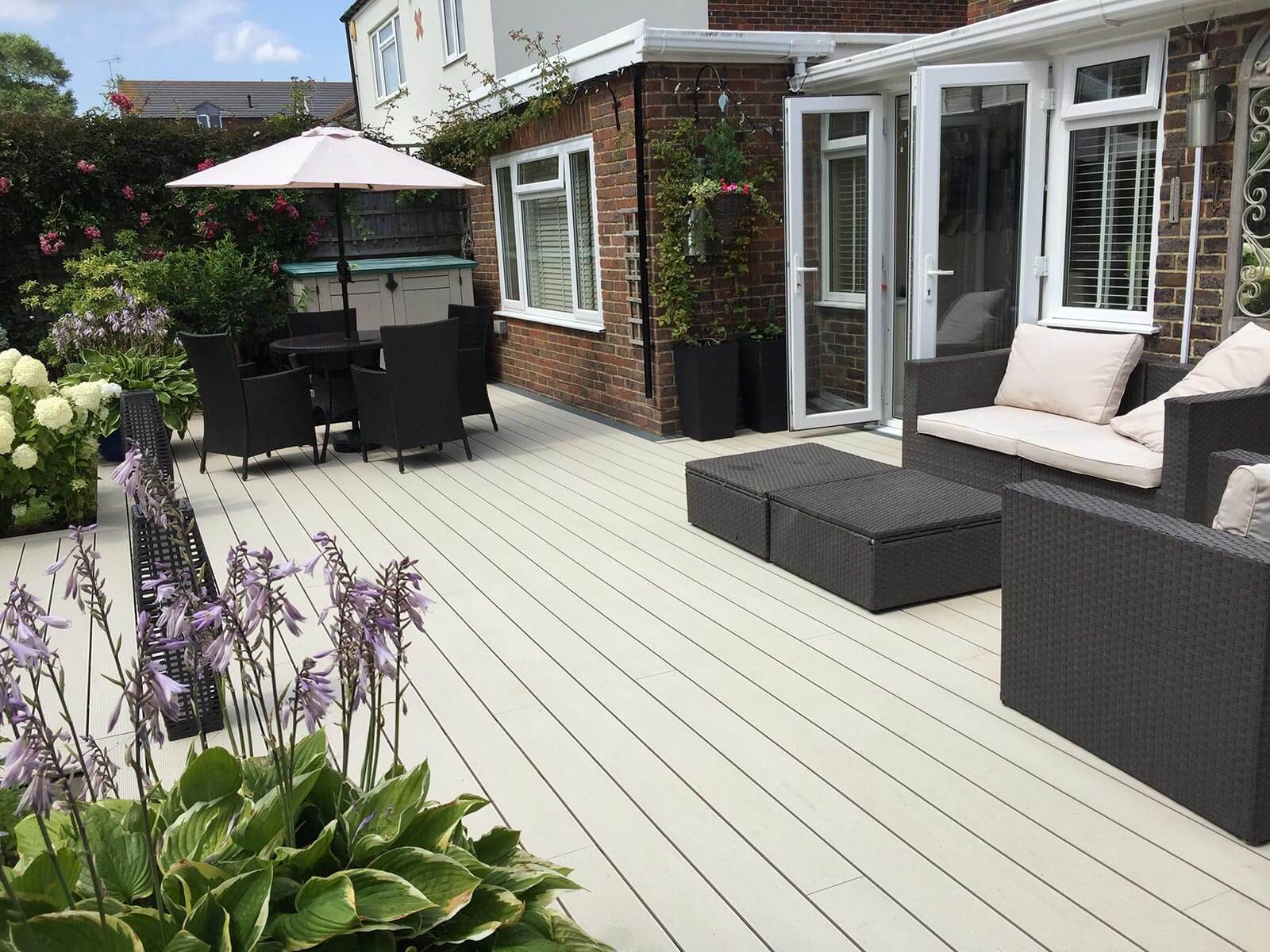 Cladco Composite Decking Boards in Ivory.