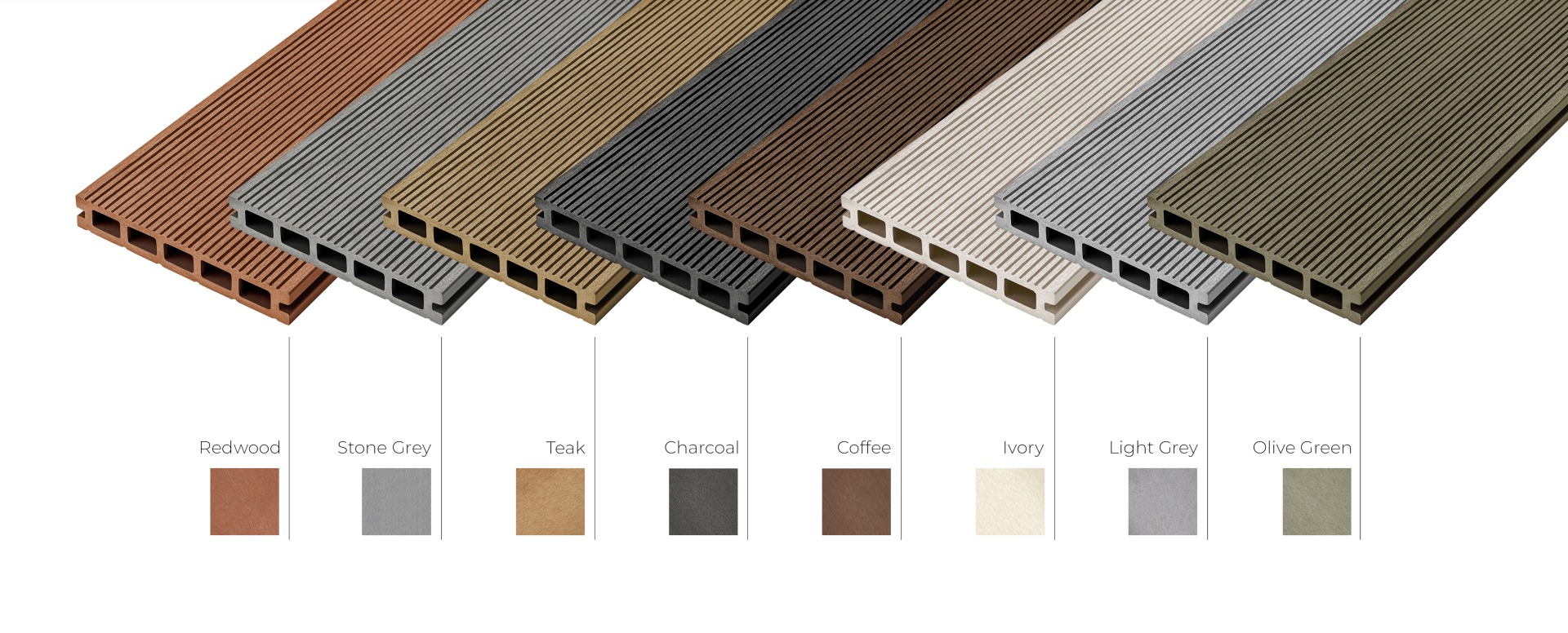 Cladco range of hollow composite decking boards