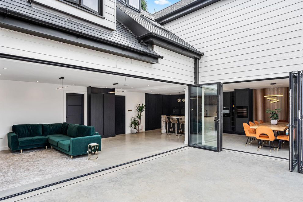 House clad with fibre cement cladding boards