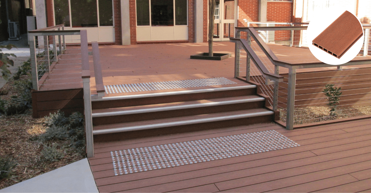redwood decking with stairs