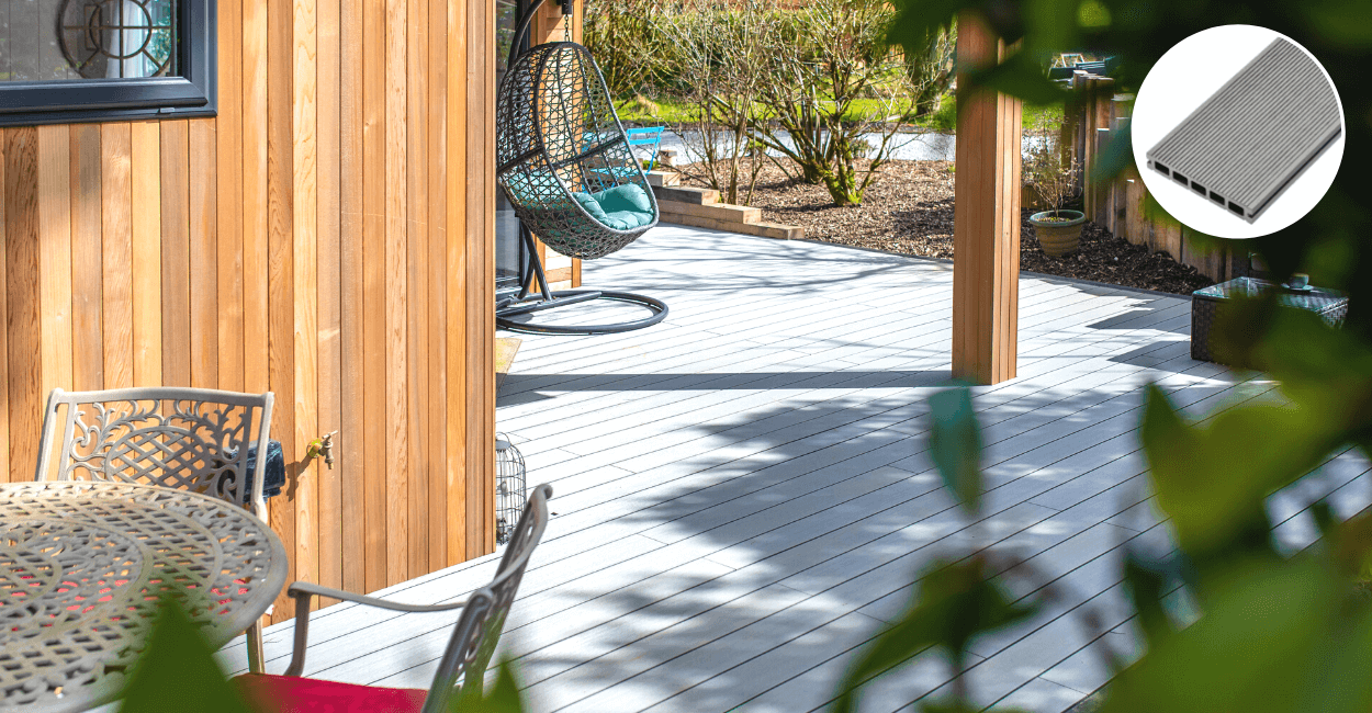 Light Grey Deck with a swinging chair