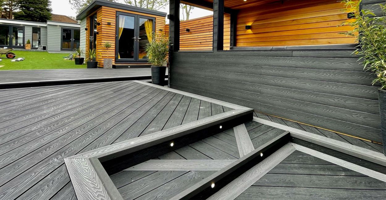 Decking area with chevon design