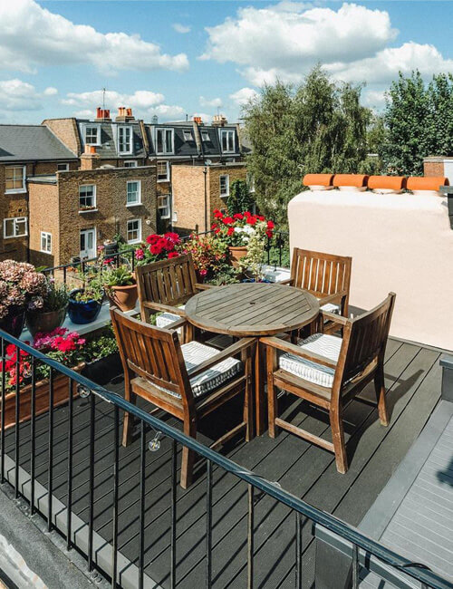 Charcoal Decking Boards installed on rooftop terrace