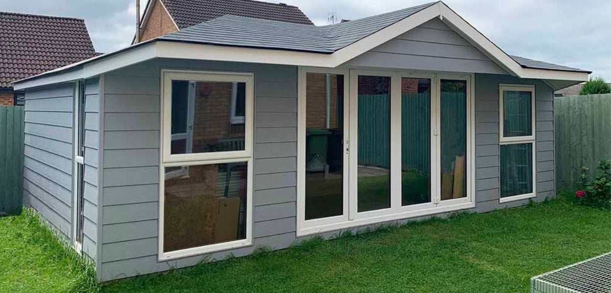 Fibre Cement Boards used as cladding on a domestic garden room