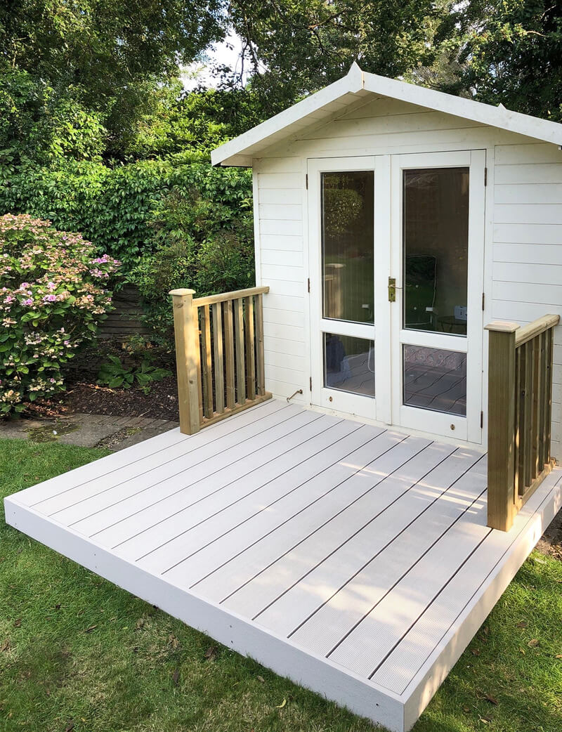 Garden room with Cladco Composite Decking in Ivory