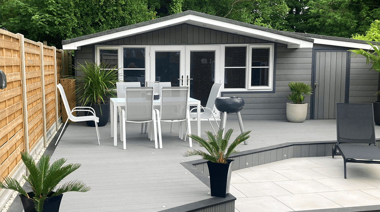 Stone Grey Decking With Matching Wall Cladding