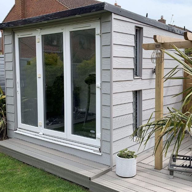 Fibre Cement Boards used as cladding on a domestic garden room