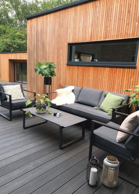 Decking area using Cladco Composite Woodgrain Decking Boards in Stone Grey