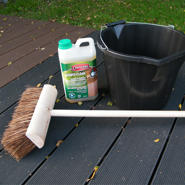 A hard brush and cleaner will help to make your garden safer after the winter months