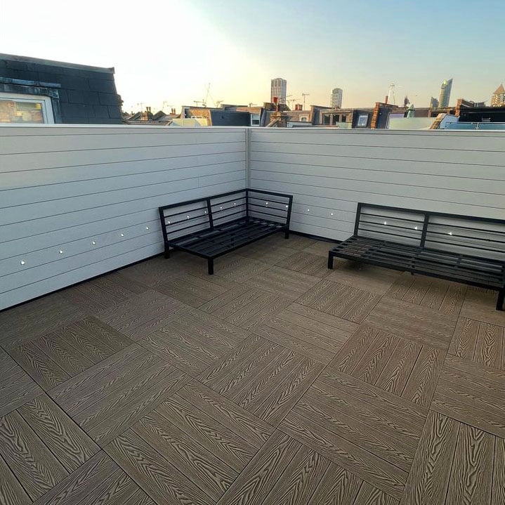Cladco Composite Tiles are lightweight and great for roof terraces