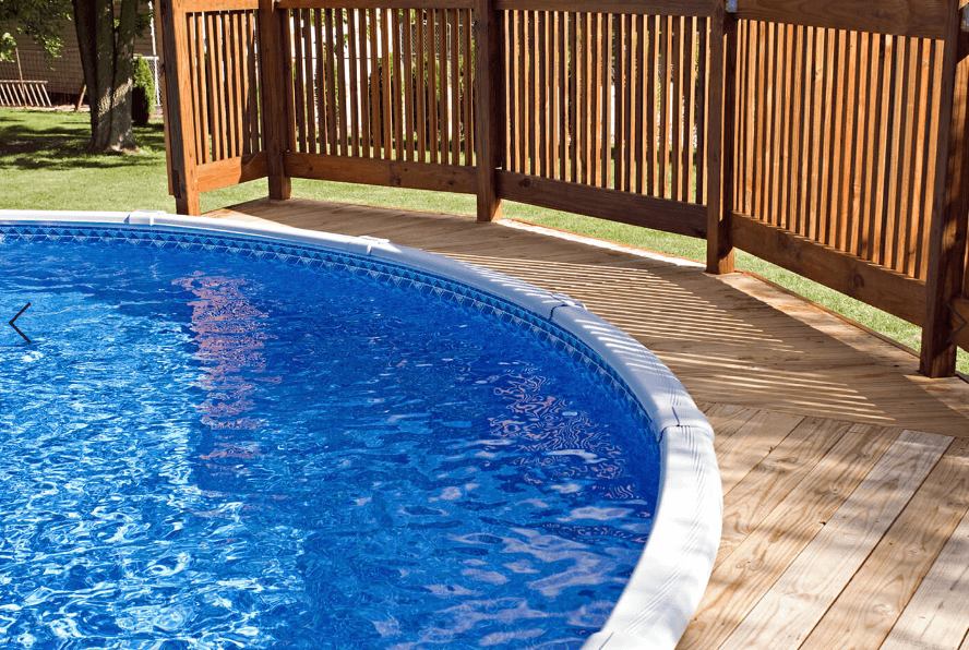 Swimming pool with deck area