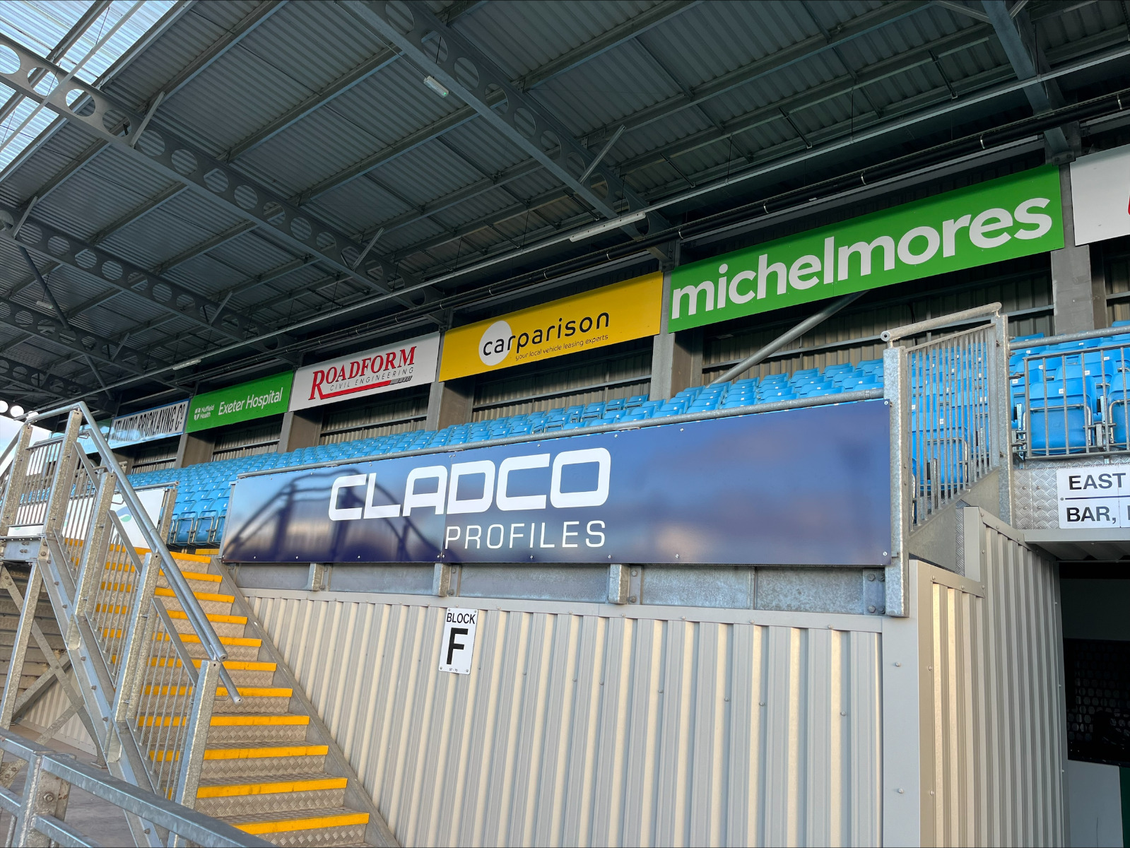 Closer image of new Cladco sponsorship signage in situ