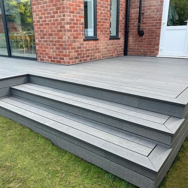 stone grey deckingn with steps