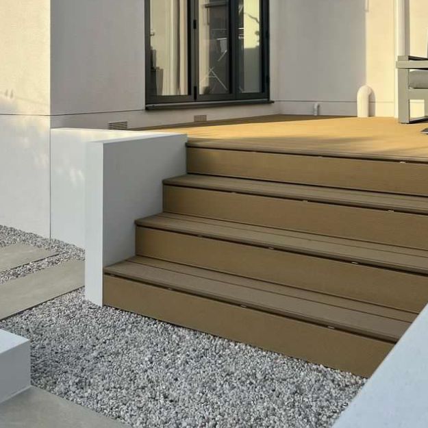composite decking steps in teak colour