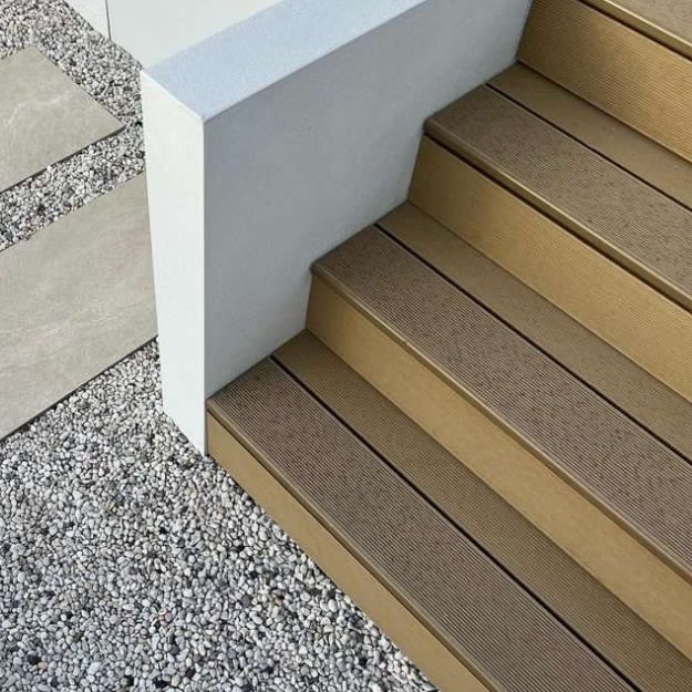 teak coloured composite decking steps