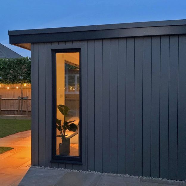 Cladco Composite Cladding Garden Room Stone Grey evening