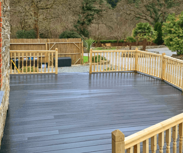 Garden deck with timber balustrade