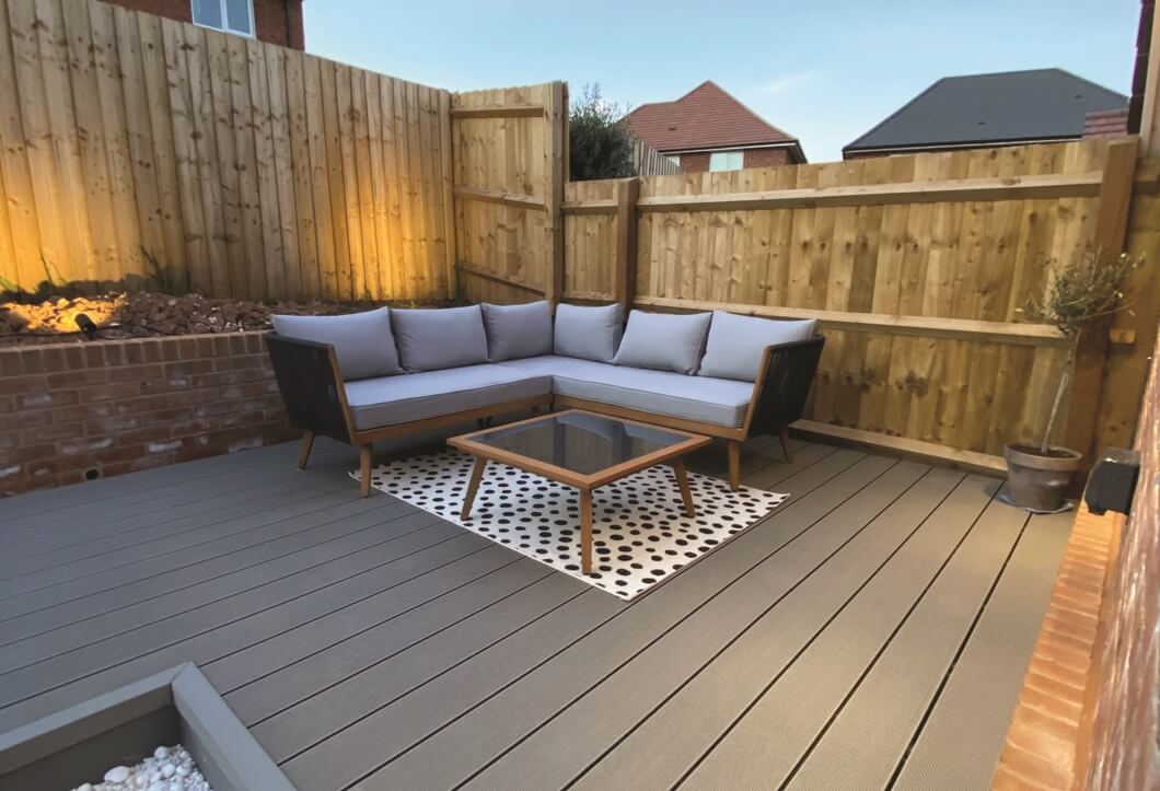 Garden decking with furniture