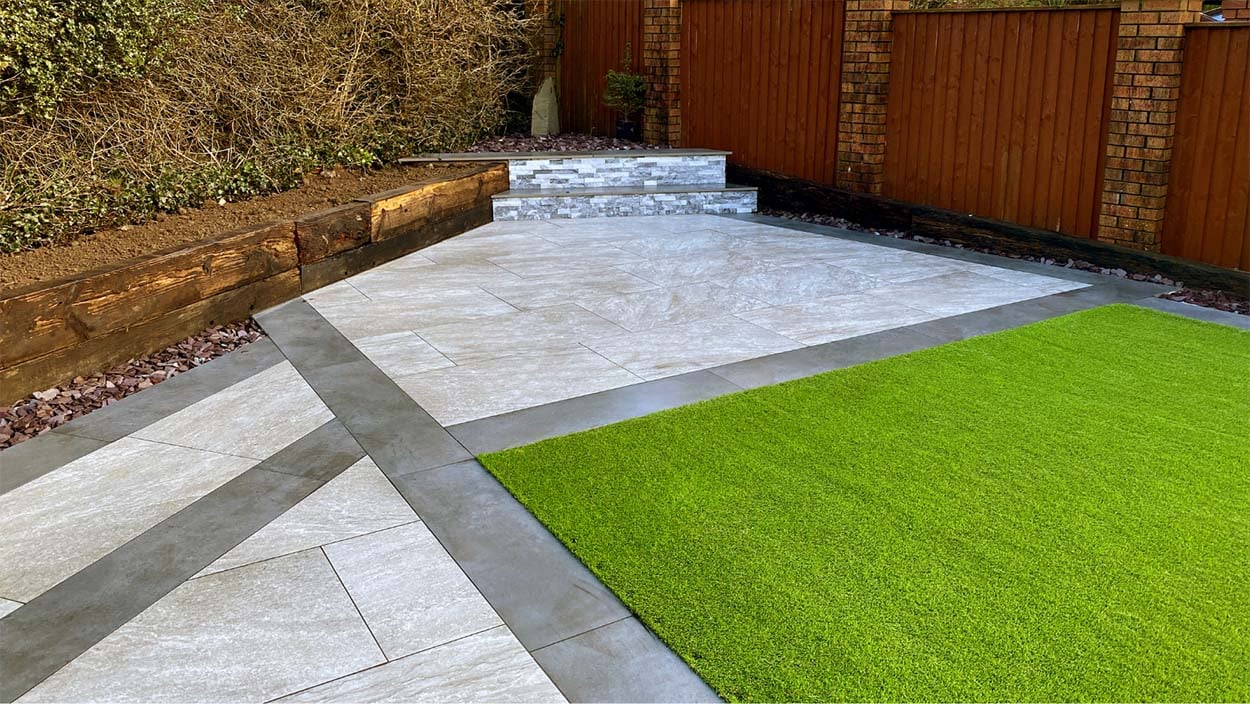 Porcelain tiles make for a perfect patio material if you're looking for high-end finish