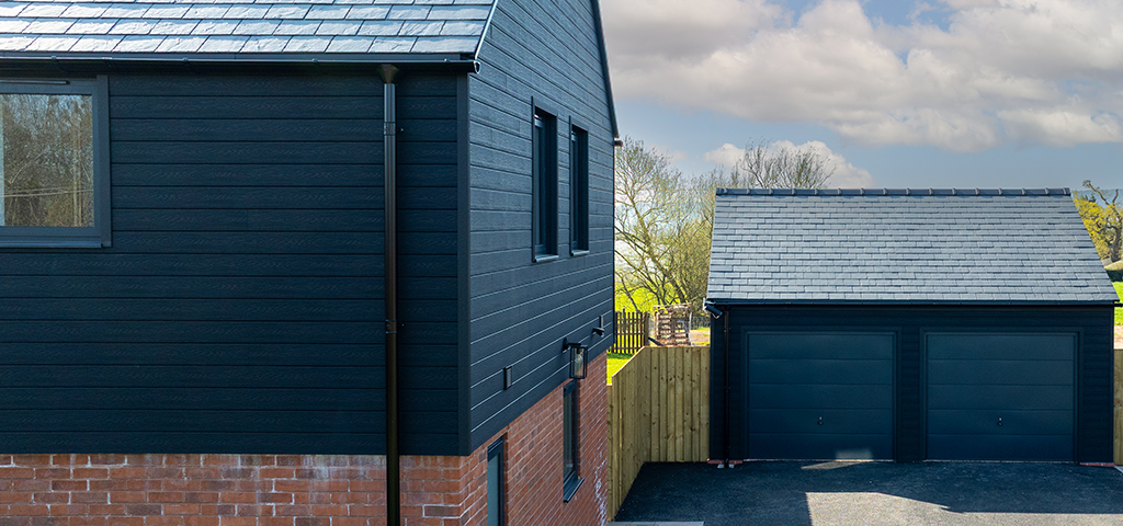 Side view of this modern Hereford home with Cladco wall cladding installed.
