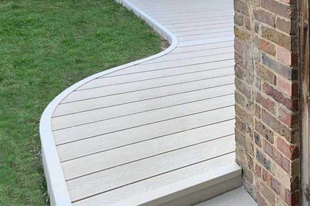 Curved deck in a small outdoor space