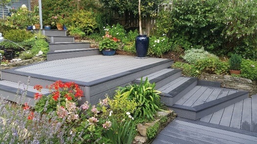 Garden decking with picture frame effect