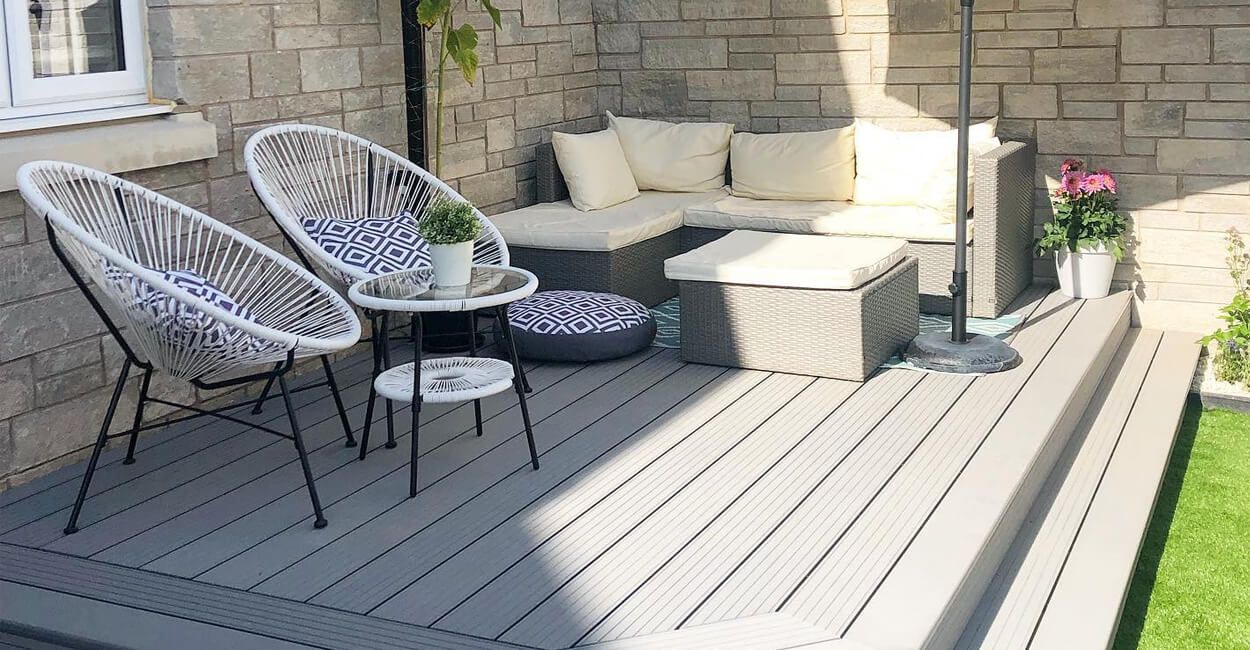 Composite Deck accessorised with an outdoor corner sofa
