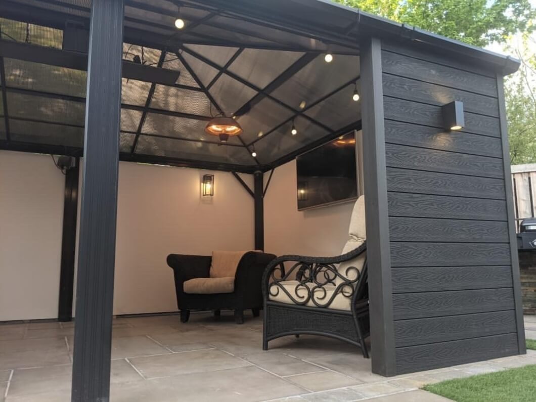 Garden room with Cladco Composite Wall Cladding in Charcoal