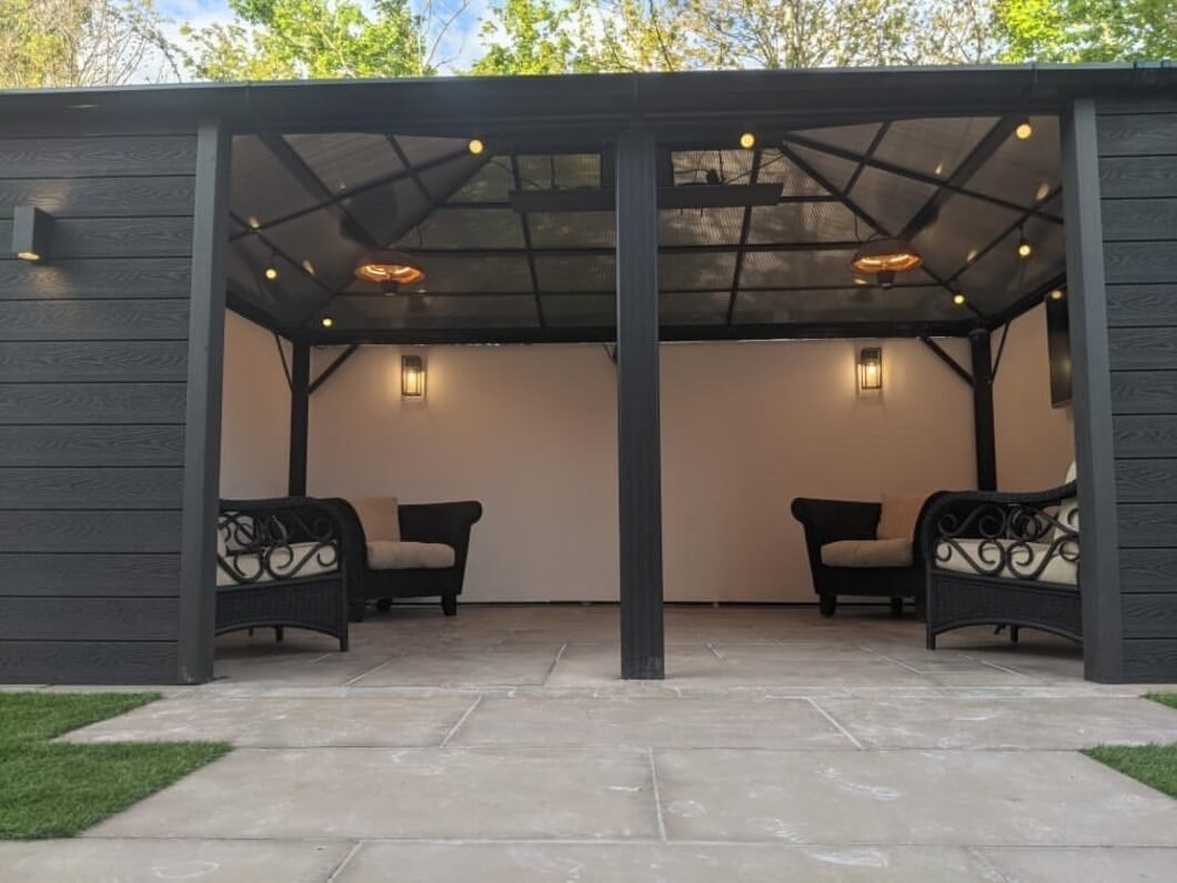 Garden room with Cladco Composite Wall Cladding in Charcoal